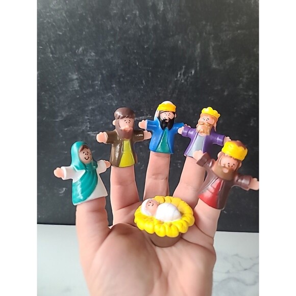 Nativity Plastic Finger Puppet Set Vintage - Picture 5 of 10